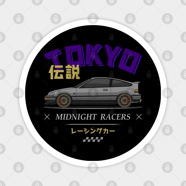 Midnight Racer Silver CRX JDM Magnet by GoldenTuners